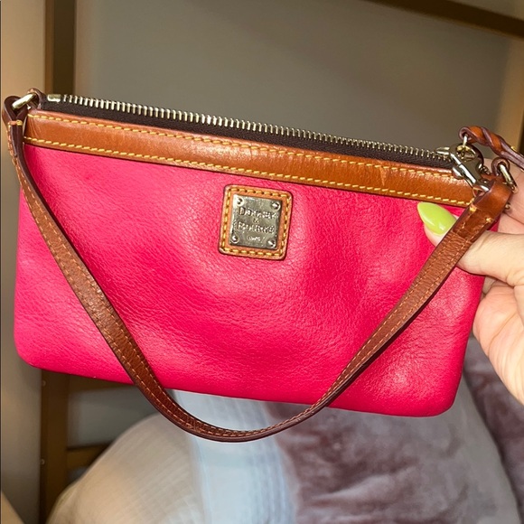 Dooney & Bourke Raspberry and Brown Leather Wristlet - Picture 7 of 8